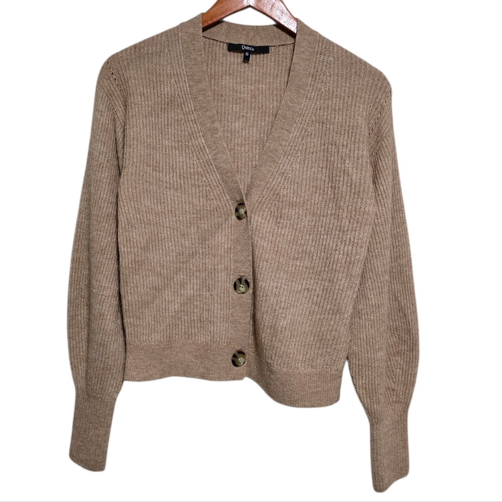 Quince Baby Alpaca-Wool Cropped Cardigan in Camel Size Small - Picture 2 of 4